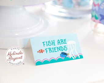 Custom Mermaid Themed Table Tents /Under the Sea Birthday Party Place Cards for Baby Shower Decor or Summer Pool Party Summer Event