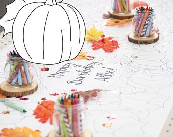 Mantel para colorear con temática de huerto de calabazas para cumpleaños de otoño / Camino de mesa de Halloween para el rincón de manualidades infantiles Decoración otoñal personalizada para el hogar