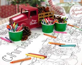 Personalized Christmas Coloring Table Runner: Festive Holiday Activity for Kids