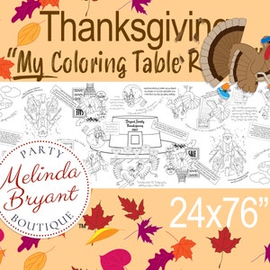 Thanksgiving Kids Table Decor Coloring Tablecloth Turkey - Etsy