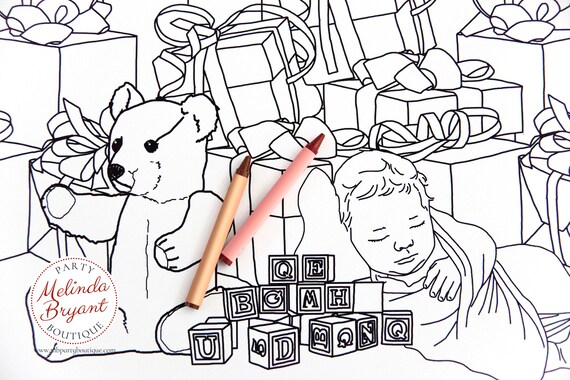 Christmas Gift Coloring Tablecloth Holiday Home Decorations | Etsy