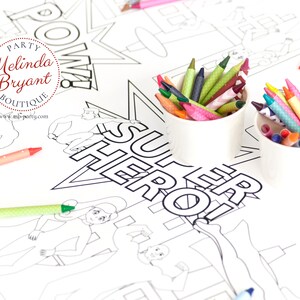 Super Hero Birthday Party Decor Coloring Tablecloth - Etsy