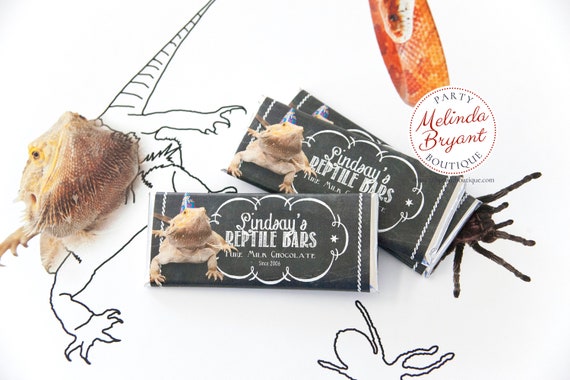 Printable Reptile Party Chocolate Candy Bar Wrappers Bearded