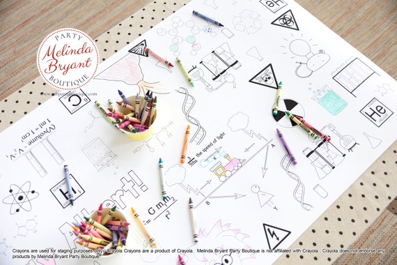 Mad Scientist Birthday Decor Coloring Page Table Runner Science Birthday Decorations Wedding Kids Craft Children's Party Games Activities Il_570xn
