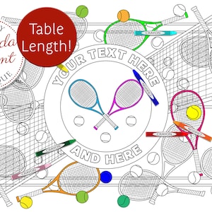Personalized Tennis Birthday Decor Coloring Page Table Runner / First Birthday Decorations / Kids Table Activitiy / Children&#39;s Party Game