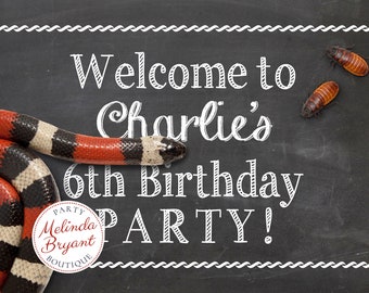 Reptile Party Door Sign 12x18 Decor Snake Lizard Birthday Banners Kids Decorations Themed Boys Girls Personalized Custom Buffet Table Signs