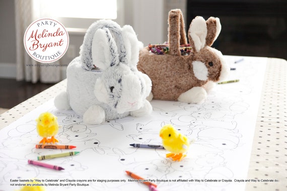 Easter Decorations Table Runner Coloring Page Spring Wedding Decor Bunnies Bunny Themed Tablecloth Kids Corner Egg Decorating Craft Activity Il_570xn