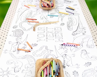 Personalized Snake Reptile Party Coloring Tablecloth Birthday Table Runner Decor Bearded Dragon Childrens Playroom Quiet Game Craft Activity
