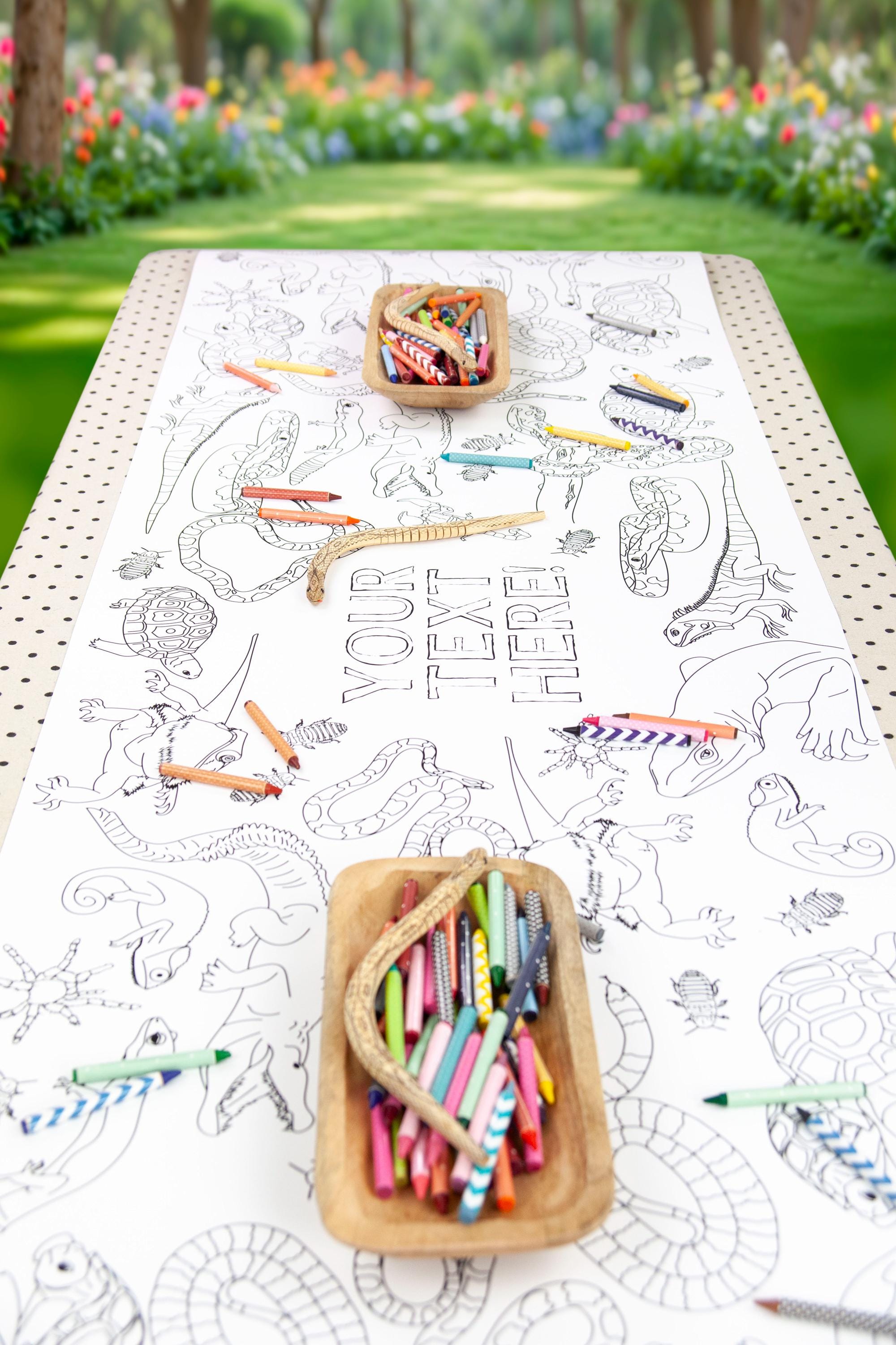 Personalized Snake Reptile Party Coloring Tablecloth Birthday 