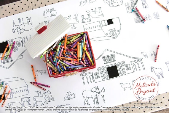 Farm Themed Birthday Party Table Runner Coloring Page Barnyard Theme Kids Decorations First Birthday Games Ranch Animals Farmers Market Il_570xn