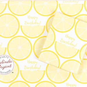 Geschenkpapier mit Zitronen-Thema und personalisiertem Text / Bauernmarkt Limonadenstand Partydeko Obststand Geburtstag Benutzerdefinierte Geschenkverpackung