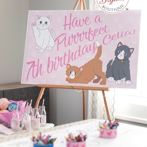 Personalisierte Kitty Katze Poster für Kätzchen Themen Geburtstagsparty 2 x 3 gedruckt wählen Sie Papier oder witterungsbeständige Polypropylen Bild 2