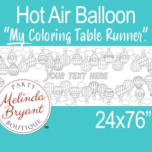 Hot Air Balloon Birthday Decor Coloring Banner Table Runner Personalized Gift Wedding Kids Table Children's Party Games Activities image 2