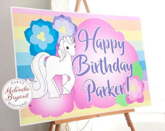 Personalized Rainbow Unicorn Birthday Party Poster 2x3 Feet for Babies and Children Bright Colors and High Resolution Indoor or Outdoor Use