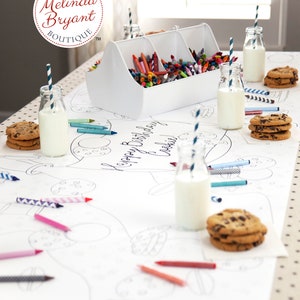 Cookies and Milk Themed Personalized Coloring Table Runner Birthday Party Decoration for Kids Table Activity