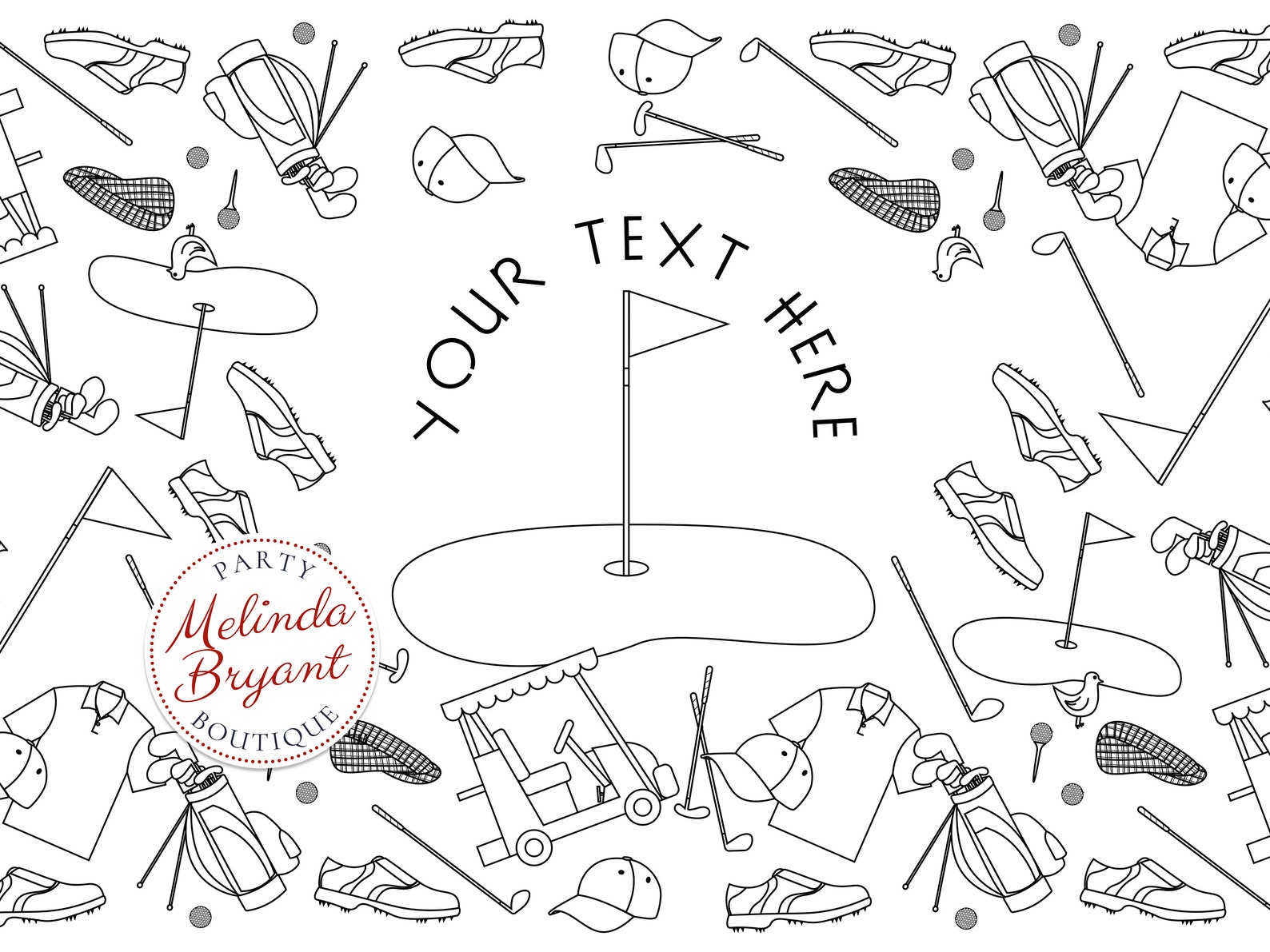 Golf Hole in One Theme Birthday Decor Coloring Page Table Etsy