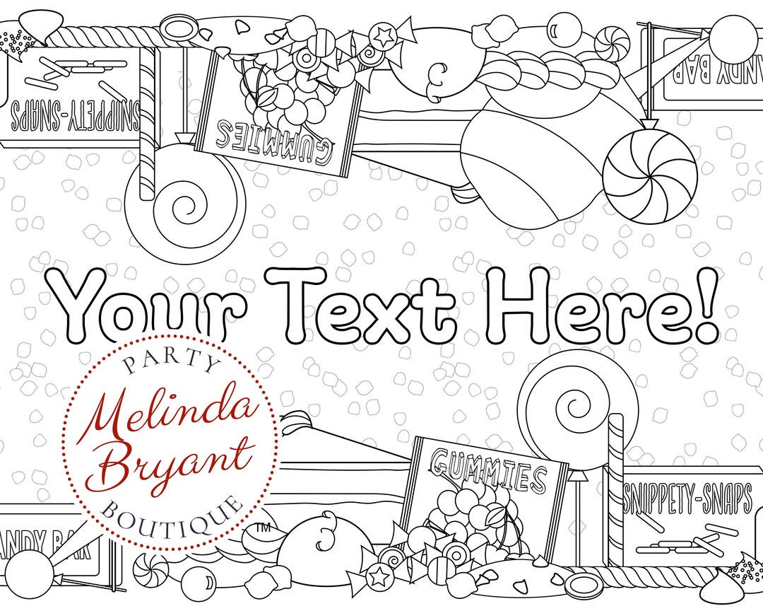 Candy and Sweets Theme Birthday Decor Coloring Page Table - Etsy