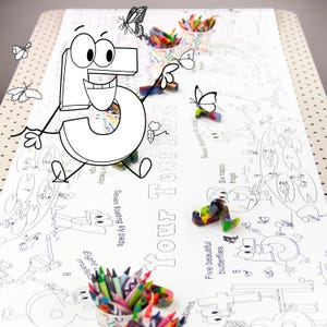 Personalized Numbers Paper Coloring Table Runner Birthday Party Decoration or Back to School Game for Kids Table Counting Activity