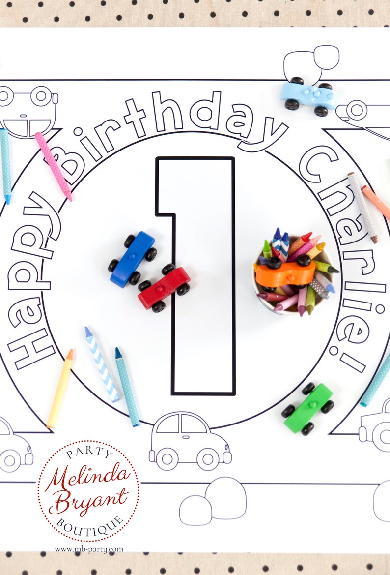 Cars and Trucks Birthday Decor Coloring Page Table Runner / - Etsy