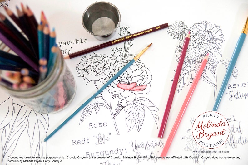 Kids Table Runner Coloring Page Flower Themed Wedding Decor | Etsy