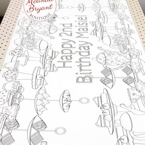 Tea Party Themed Birthday Decor Coloring Page Table Runner / - Etsy