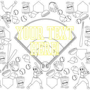 Baseball Themed Birthday Personalized Coloring Page Table Runner / First Birthday Decorations / Kids Table Activities Childrens Party Games image 10