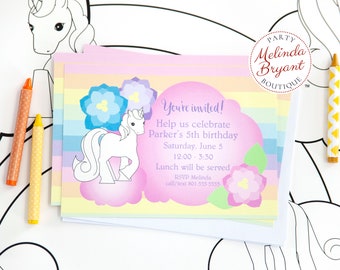 Rainbow Unicorn Birthday Invitation Printable Ecard for Baby Shower or First Birthday Event Great for Twins and Multiples Party Custom Text