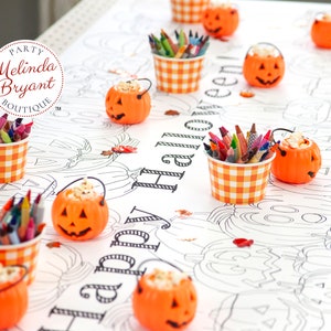 Halloween Party Personalized Coloring Tablecloth Fall Birthday Decor Table Runner Kids Crafts Pumpkin Carving Jack o Lantern Autumn Home