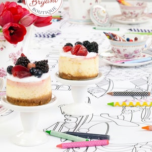 Tea Party Themed Birthday Decor Coloring Page Table Runner / - Etsy