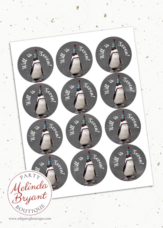 Personalized Penguin Birthday Stickers 2 5 Inch Printed Treat Bag