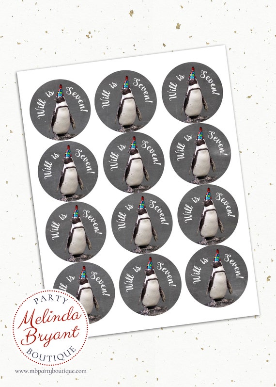 Personalized Penguin Birthday 2 5 Inch Stickers Printed