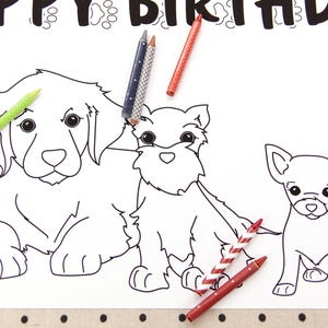 Personalisierte Welpen Party Färbung Banner Kinder Tischläufer Dekoration Geburtstag Pawty Dog Themed Kinder Gruppe Handwerk Aktivität