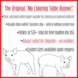 Farm Themed Birthday Party Table Runner Coloring Page Personalized Gift / Barnyard Theme Kids Decorations First Birthday Games Ranch Animals image 3