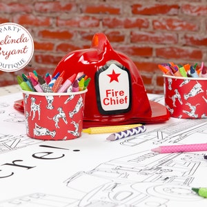 Personalized Fireman Birthday Decorations Coloring Table Runner ...