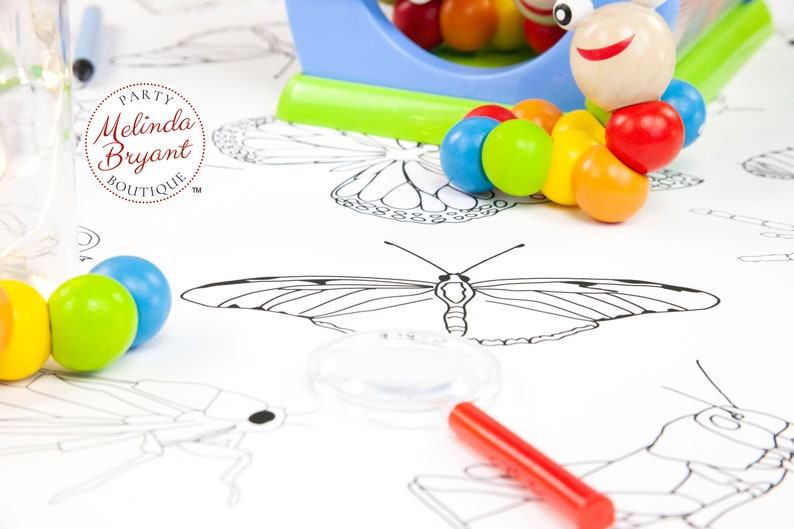 Insect Party Decorations Bug Birthday Decor Coloring Page Table Runner / Kids Craft Activities Personalized Gift Family Summer Barbecue Game image 9