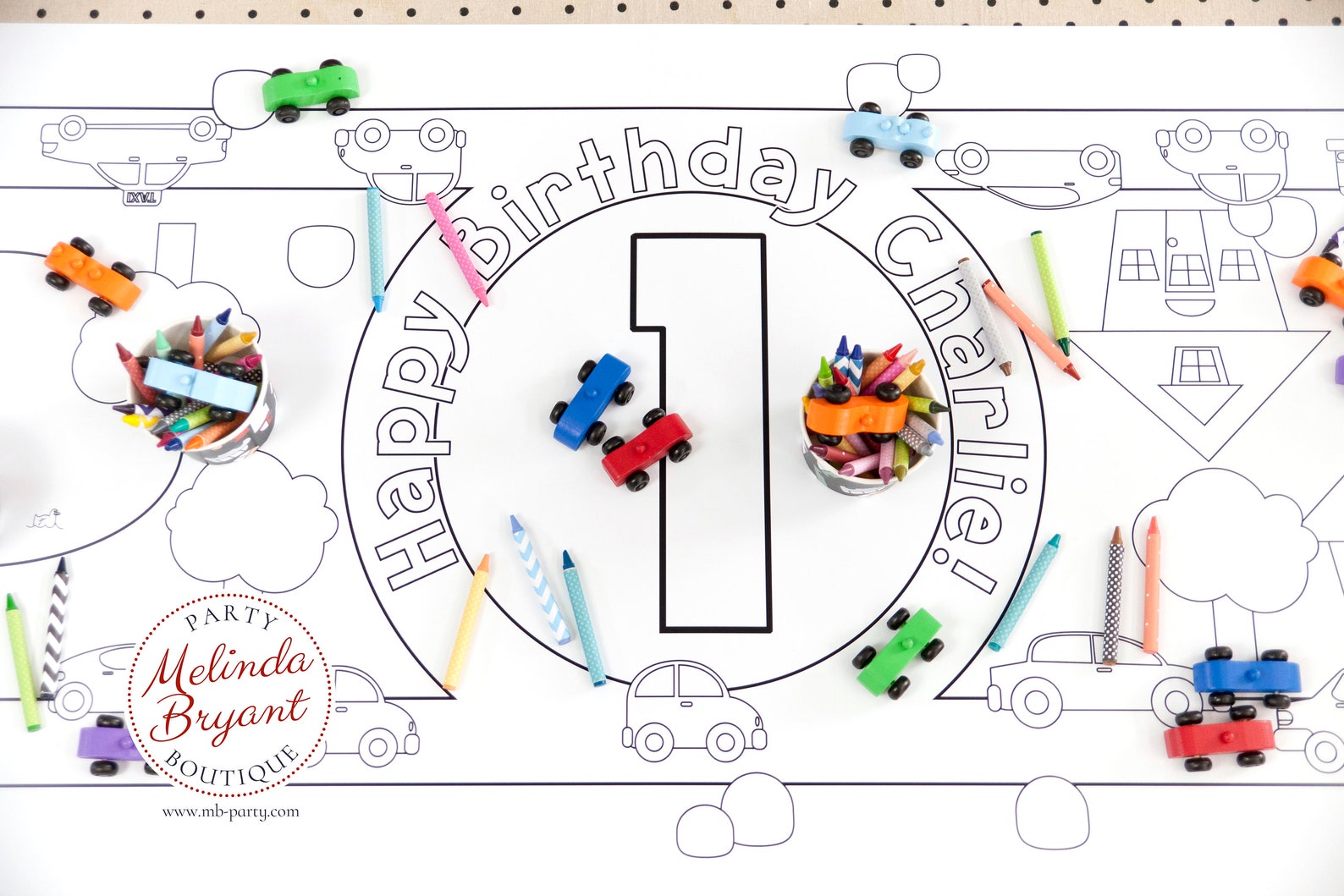 Cars and Trucks Birthday Decor Coloring Page Table Runner / - Etsy