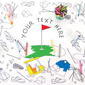 Golf Hole in One Theme Birthday Decor Coloring Page Table Runner First Birthday Personalized Gift Kids Table Activitiy Children&#39;s Party Game