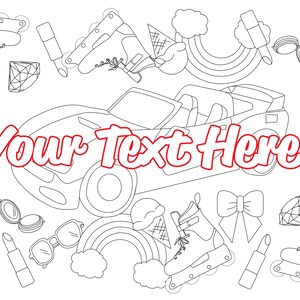 Fashion Doll Birthday Party Coloring Page Table Runner / Paper Banner ...