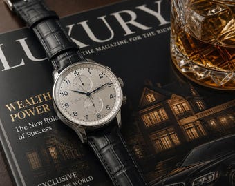 Relógio mecânico inspirado no IWC Portugieser, relógio de pulso estilo artesanal, relógio de corda manual, design de luxo para pilotos, relógio com pulseira de couro.