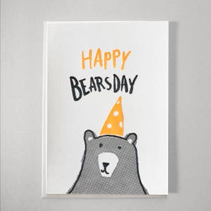 Letterpress Happy Birthday / Bearsday - Quiky Geburtstagskarte - FLUORESZIEREND ORANGE