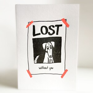 Vermisst Sie Hund, Buchdruck Liebe Karte, Liebe Karte, Corona Karte, Hund, miss Sie, Valentinstag, Grußkarte