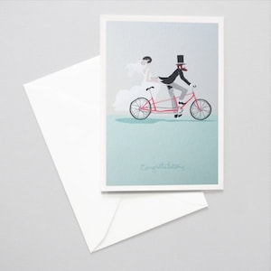 Hochzeitskarte, Tandem Fahrradkarte, Glückwunschkarte zur Hochzeit, Klappkarte Hochzeitspaar auf Fahrrad - Glückwunschkarte zur Hochzeit