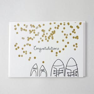 Letterpress Glückwunschkarte zur Hochzeit, Klappkarte hochwertig Congratulations, Hochzeitspaar, Gold Konfetti, Hochzeitskarte, Karte, Brief