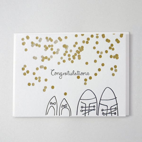 Letterpress Wedding Marriage Congratulations card/ Gold Confetti Letterpress Greeting Card, Congratulation for a wedding