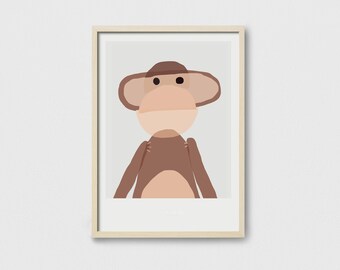 Digital download Monkey Poster in minimalist style, Cult wall art, Nursery Wall Decor, Printable Art, digital download, Monkey Art Print