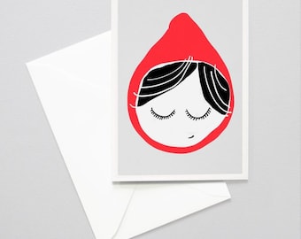 Greeting Card, Little Red Riding Hood / Birthday, Illustration, Card, Greeting Card, Folded Card, Envelope, Present, Message, Letter