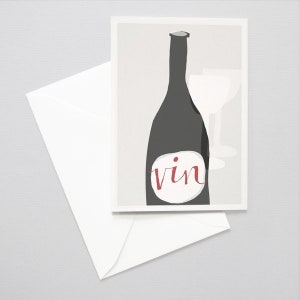Grußkarte Wein, Einladung zum Weinabend, Dankeskarte zur Einladung, Illustration Flasche Wein, Grußkarte, Faltkarte, Nachricht, Brief