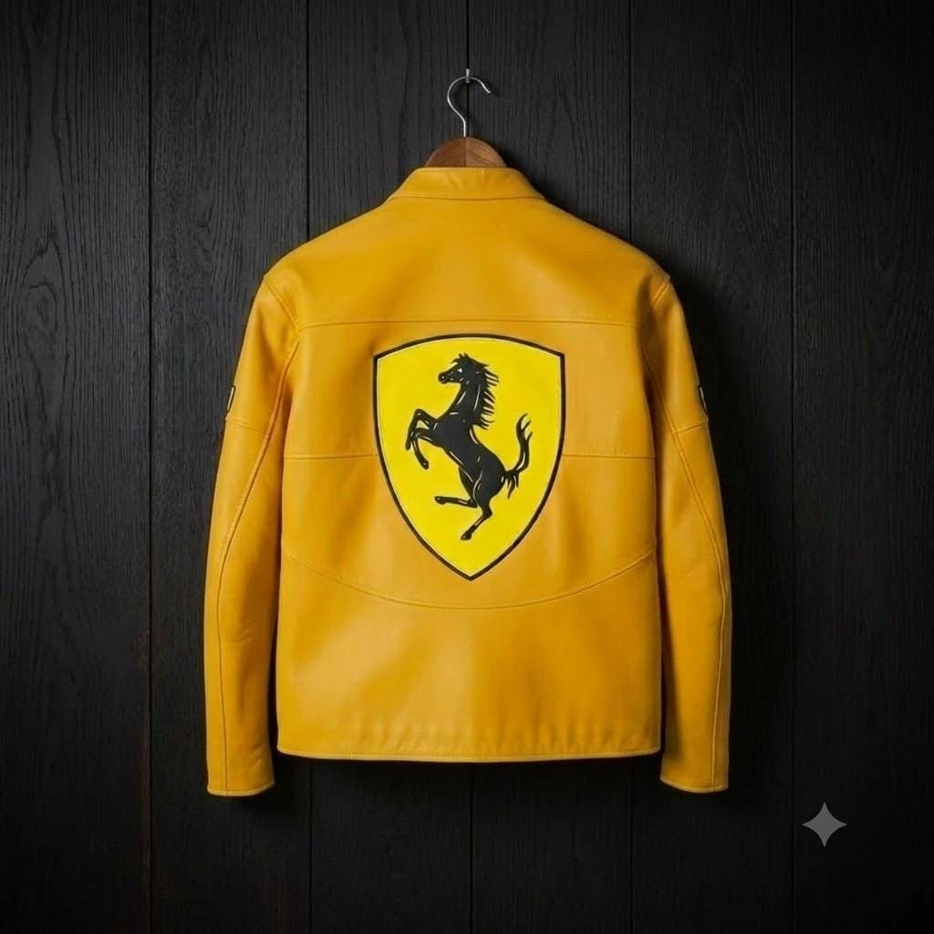 Yellow ferrari racing leather jacket - Etsy 日本