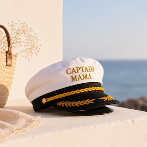 Personalised Captain Hat With Name, Custom Embroidered Sailor Cap, Yacht Party, Boat Party, Hen Do, Stag Do, Groomsman Cruise Wedding Gift