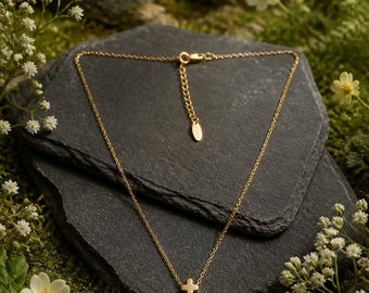 Steadfast Faith Floating Cross Necklace 14K gold-filled